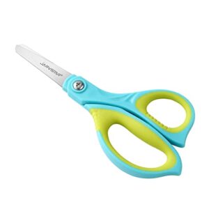 JARVISTAR Kids Scissors Blunt Safety: 5” Left & Right Handed Small School Scissors Stainless Steel Blades Child Craft Scissors with Cover for Toddlers Students Teachers Classroom Children, 4 Pack