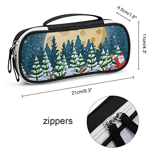 Christmas Santa Cookie Moon Pencil Pen Case Portable Pen Bag with Zip Travel Makeup Bag Stationery Organizers for Home Office