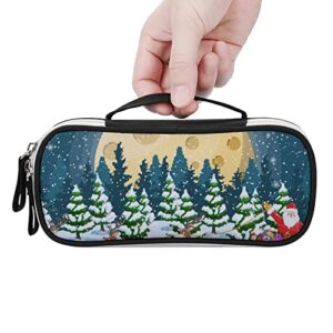 Christmas Santa Cookie Moon Pencil Pen Case Portable Pen Bag with Zip Travel Makeup Bag Stationery Organizers for Home Office