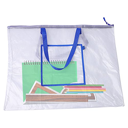 Healifty Art Portfolio Tote Bag PVC Waterproof Painting Board Storage Bag Drawing Tools Carry Bag for Bulletin Boards Artwork Charts and Teaching Material Blue