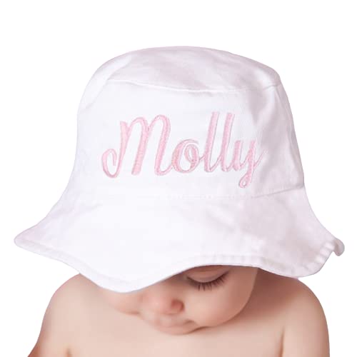 White Personalized Sun Hat for Baby and Toddler Girls(12 to 24 Months)