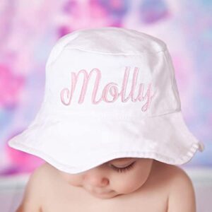 White Personalized Sun Hat for Baby and Toddler Girls(12 to 24 Months)