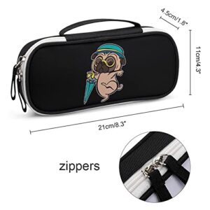 Cute Pug Pencil Pen Case Portable Pen Bag with Zip Travel Makeup Bag Stationery Organizers for Home Office