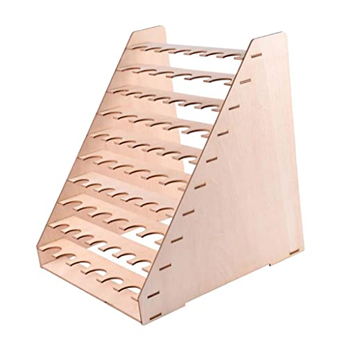 simhoa 65 Holes Craft Paint Epoxy Tool Wooden Organizer Storage Rack Stand Holder, 30x32x35cm