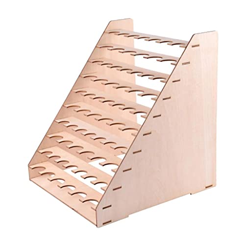 simhoa 65 Holes Craft Paint Epoxy Tool Wooden Organizer Storage Rack Stand Holder, 30x32x35cm