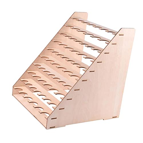 simhoa 65 Holes Craft Paint Epoxy Tool Wooden Organizer Storage Rack Stand Holder, 30x32x35cm