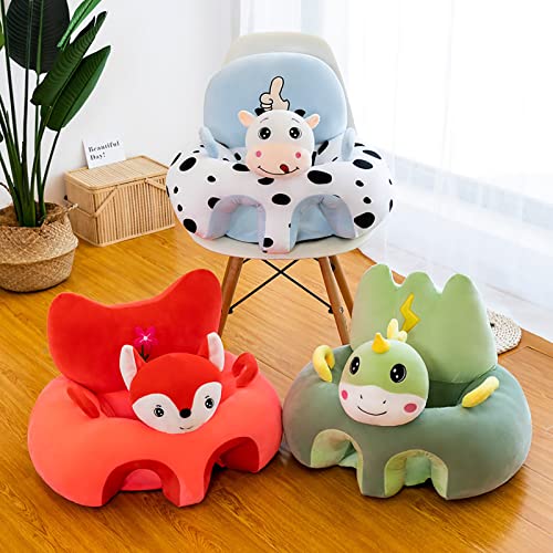 Baby Sitting Chair Cover Animal Shaped Kids Learning Sitting Chair Cover Support Sofa Infant Plush Seats Baby Sofa Seat Cover for Toddlers - Without Filled Cotton (D)