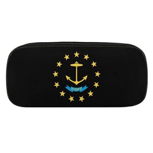 rhode island state flag pencil case pu leather pencil pen bag large capacity pen box pencil pouch makeup bag with zip