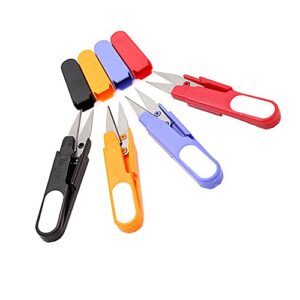 huanx35 4pcs portable scissor multipurpose u-type cutter shear protective cover diy projects(4 colors), 4 count