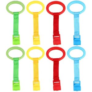 kisangel 8pcs baby crib pull ring stand up walker tool ring training ring cot hanging rings walking assistant for infant baby toddler