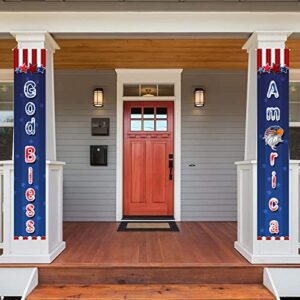 god bless america banner patriotic porch decorations national independence day hanging flags porch sign american memorial day party supplies