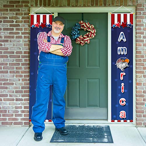 God Bless America Banner Patriotic Porch Decorations National Independence Day Hanging Flags Porch Sign American Memorial Day Party Supplies