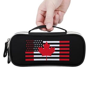 USA Canada Flag Pencil Pen Case Portable Pen Bag with Zip Travel Makeup Bag Stationery Organizers for Home Office