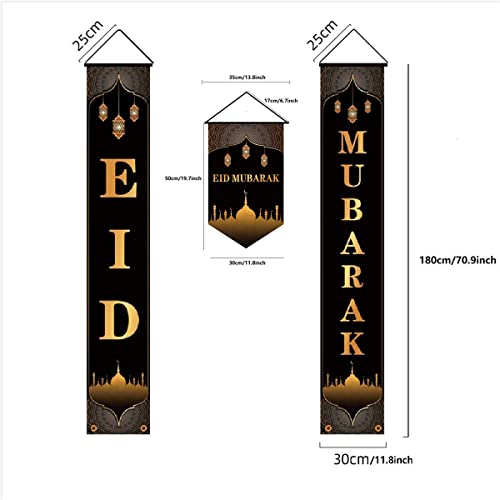 KYMY Ramadan EID Mubarak Decorations Banner,Muslim Ramadan EID Welcome Porch Sign, Islamic Eid Festival Party Decor and Supplies