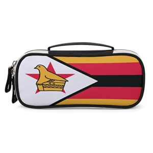 Zimbabwe Flag Pencil Pen Case Portable Pen Bag with Zip Travel Makeup Bag Stationery Organizers for Home Office