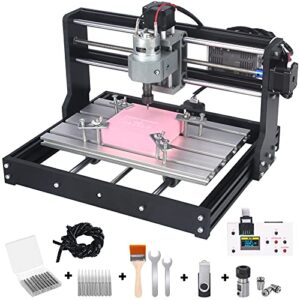 cnc router machine 3018 pro, mcwdoit simple assembly version, desktop wood acrylic plastic pcb mdf engraving, 3 axis with offline controller, mill bits, working area 11.8 * 7.1 * 1.8″