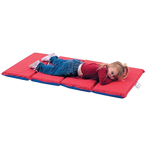 Children's Factory 2" Infection Control Folding Mat - Red/Blue 4 Sections Classroom Furniture (CF400-509RB)