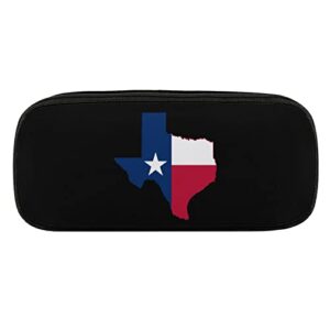 Texas Flag Map Pencil Case PU Leather Pencil Pen Bag Large Capacity Pen Box Pencil Pouch Makeup Bag with Zip