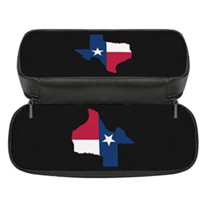 Texas Flag Map Pencil Case PU Leather Pencil Pen Bag Large Capacity Pen Box Pencil Pouch Makeup Bag with Zip