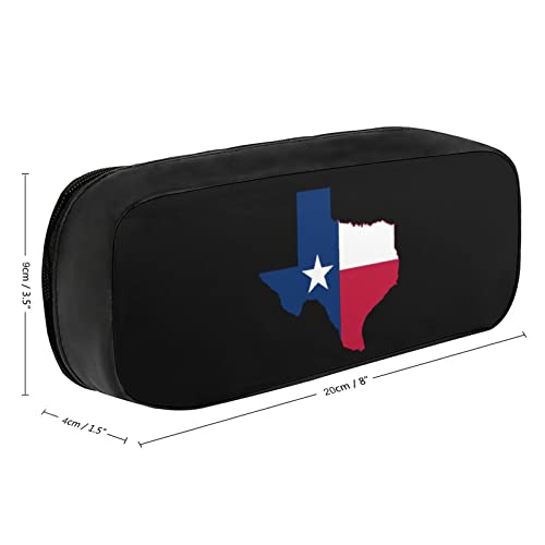 Texas Flag Map Pencil Case PU Leather Pencil Pen Bag Large Capacity Pen Box Pencil Pouch Makeup Bag with Zip