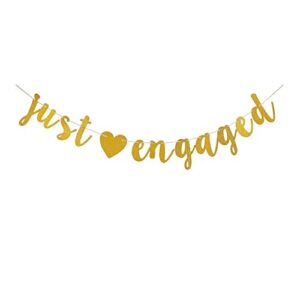 just engaged gold banner for engagement party sign decorations garlands supplies props