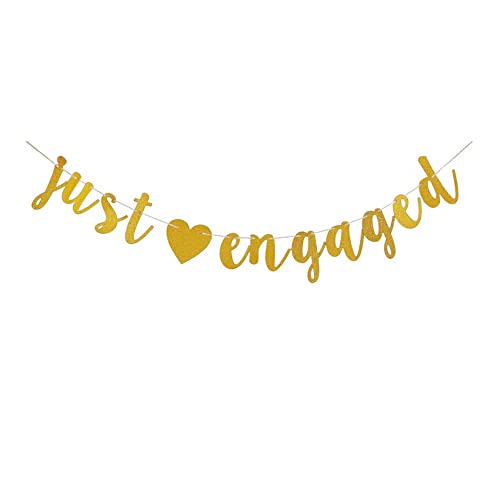 Just Engaged Gold Banner for Engagement Party Sign Decorations Garlands Supplies Props