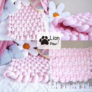 Lion Paw Knotted Braided mat Nursery Rugs for Kids Play and Sleeping Hand Made Baby Knot Floor Pillow Mat Thick Baby Crawling mat Anti-Slip Toddler Play mat Woven Carpet Floor Cushion-Pink