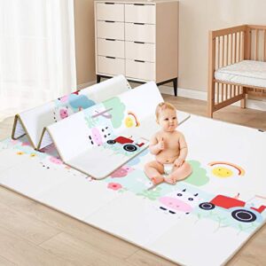 baby play mat,extra largre folding baby crawling mat（180 x 150 cm ）,portable playmat indoor outdoor large fun activity gym mat for yoga or crawling baby toddler & infants for boys girls