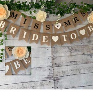 BUYGOO Burlap Banner Bride to Be Banner Bridal Shower Banner Rustic Bunting Garland for Engagement Bachelorette Wedding Party Decorations Supplies - 2 Pieces