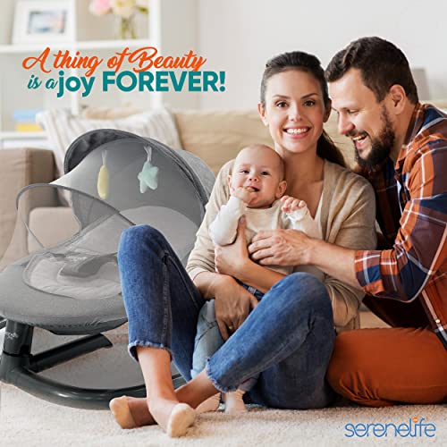 SereneLife Baby Bouncer for Infant, Portable and Light, Easy to Move, Infant to Toddler Rocker, Infant Seat w/ Soft Toys