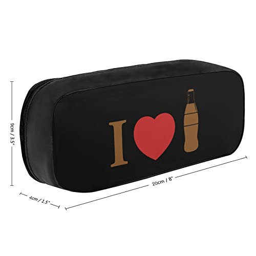 I Love Coke Pencil Case PU Leather Pencil Pen Bag Large Capacity Pen Box Pencil Pouch Makeup Bag with Zip