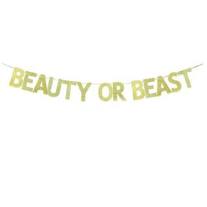 beauty or beast banner, baby shower banner sign,funny gender reveal theme party sign decoration.