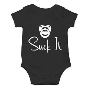 cbtwear suck it – funny newborn pacifier punk gift idea – cute infant one-piece baby bodysuit (newborn, black)