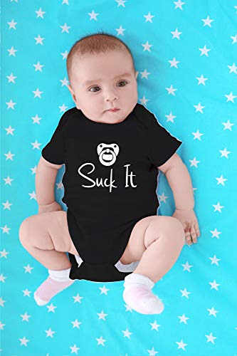 CBTwear Suck It - Funny Newborn Pacifier Punk Gift Idea - Cute Infant One-Piece Baby Bodysuit (Newborn, Black)