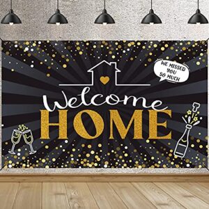 welcome home decorations, fabric welcome home banner photography backdrop, welcome home sign welcome home party decorations for lover, family and friend reunion, 70.8 x 43.3 inch