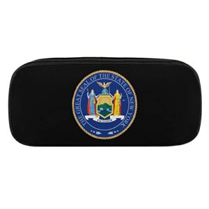 great seal of new york state pencil case pu leather pencil pen bag large capacity pen box pencil pouch makeup bag with zip