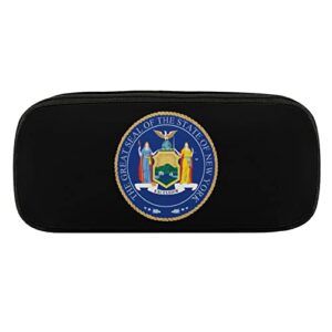 Great Seal of New York State Pencil Case PU Leather Pencil Pen Bag Large Capacity Pen Box Pencil Pouch Makeup Bag with Zip