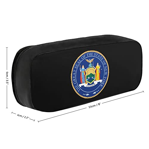 Great Seal of New York State Pencil Case PU Leather Pencil Pen Bag Large Capacity Pen Box Pencil Pouch Makeup Bag with Zip