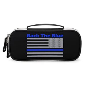back the blue police line us flag pencil pen case portable pen bag with zip travel makeup bag stationery organizers for home office