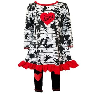 AnnLoren Girls Valentine's Day Heart Tie Dye Outfit Dress and Black Leggings size - 7/8.