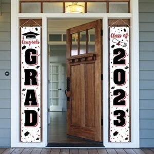 laskyer congrats grad class of 2023 red door banner – perfect for school home door sign porch sign backdrop 2023 graduation party decorations.