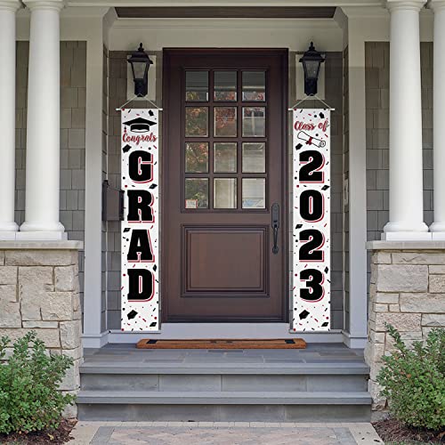 LASKYER Congrats Grad Class of 2023 Red Door Banner - Perfect for School Home Door Sign Porch Sign Backdrop 2023 Graduation Party Decorations.