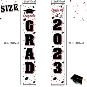 LASKYER Congrats Grad Class of 2023 Red Door Banner - Perfect for School Home Door Sign Porch Sign Backdrop 2023 Graduation Party Decorations.