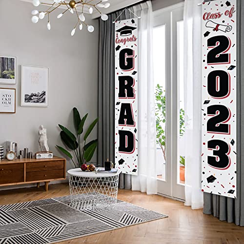 LASKYER Congrats Grad Class of 2023 Red Door Banner - Perfect for School Home Door Sign Porch Sign Backdrop 2023 Graduation Party Decorations.