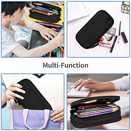 VIRTUALSHELF Fire Baseball Big Capacity Pen Case with Zipper Large Storage Pencil Pouch for Girl Boy Business Office(Black),One Size