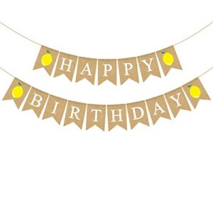 jute burlap happy birthday banner with lemon lemonade birthday party garland decoration