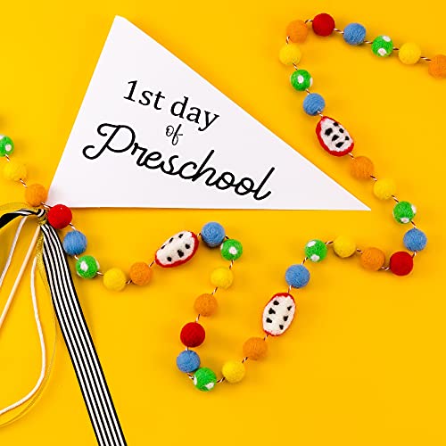 CINPIUK First Day of School Flag DIY 2022 Back to School Pennants, First Day of Preschool Flag with Ribbons Make Your Own School Photo Prop