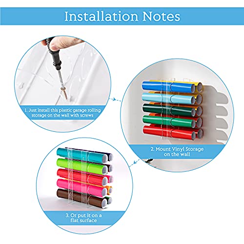 Patelai 2 Pieces Vinyl Storage Organizer Vinyl Roll Holder with Screws Plastic Garage Rolling Rack Storage Craft Organizers and Storage for Cabinet Door Album Record Book Shopping Bags