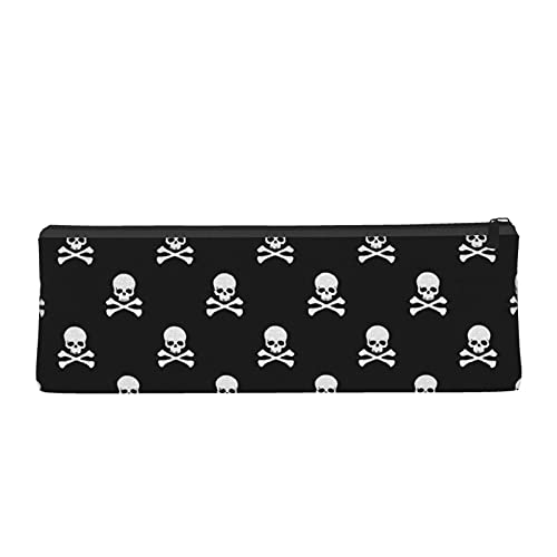 Skull Crossbones Black Triangle Pencil Pouch Large Capacity Multi Function Zipper Pencil Bag Organizer for Kids Or Adult Office Supplies Idea Gift