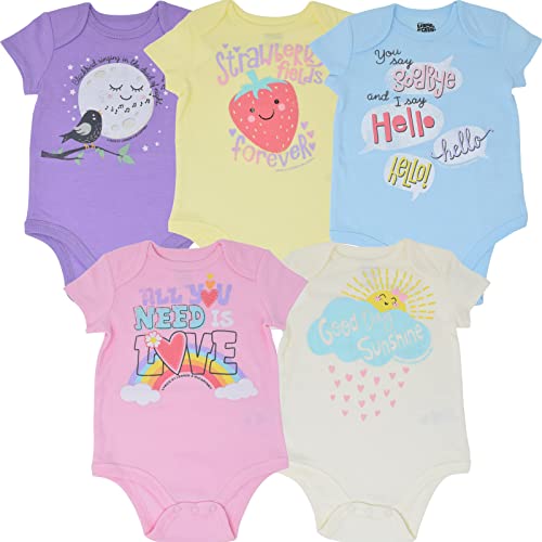 Lyrics by Lennon and McCartney Lennon & McCartney Infant Baby Girls 5 Pack Bodysuits MulticoloRed 12 Months